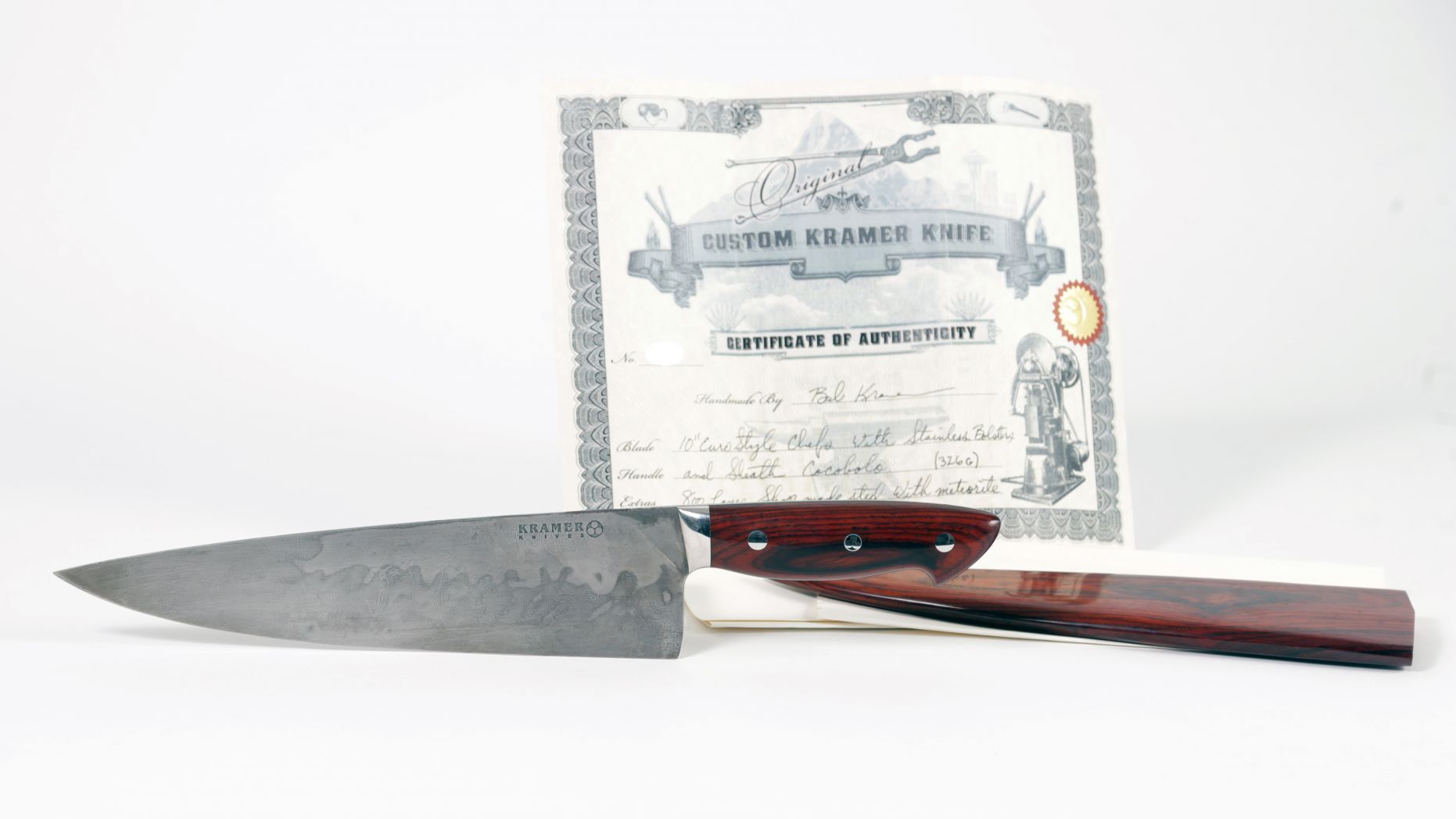 Anthony Bourdain custom Bob Kramer steel and meteorite chef’s knife